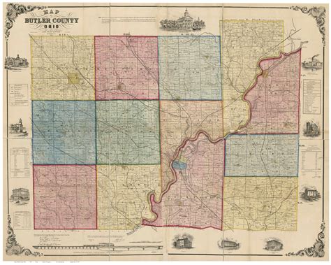 Butler County Ohio 1855 - Old Map Reprint - OLD MAPS