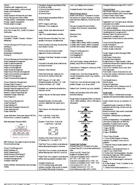 PMP Study Sheet | PDF | Risk | Risk Management