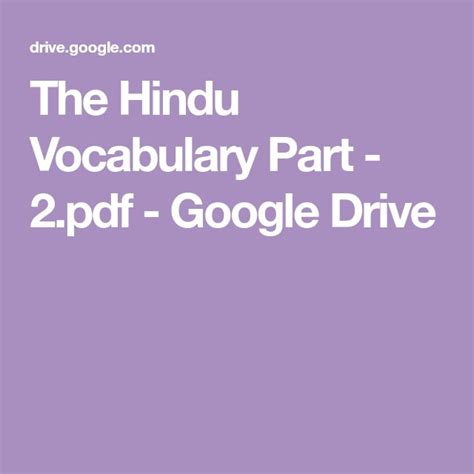 The Hindu Vocabulary Part - 2.pdf - Google Drive | Vocabulary, Pdf, Hindu