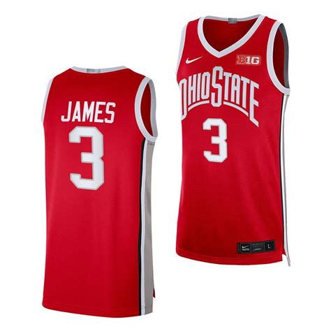 Bronny James Ohio State Buckeyes #3 Red College Basketball Jersey 2022 ...