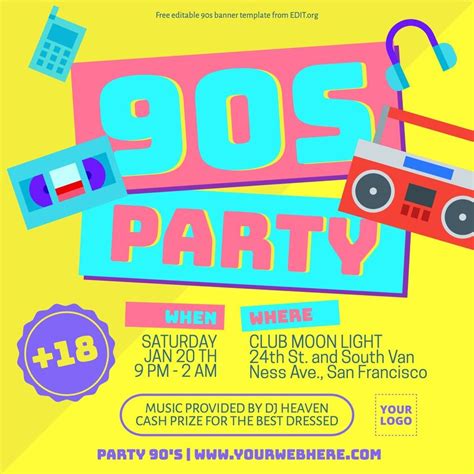 90s Theme Party Flyer Templates