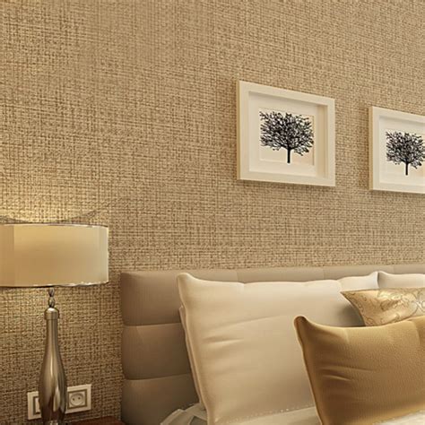 Rustic Straw Texture Pure color Wallpaper Modern Simple Plain Retro Non woven Classic Solid Wall ...