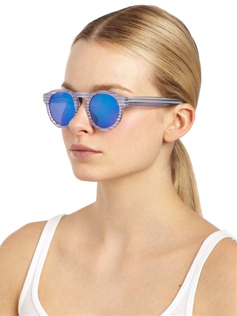 Lyst - Illesteva Leonard Clear Mirrored Sunglasses in Blue