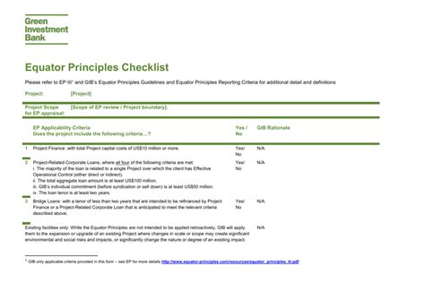 Equator Principles Checklist