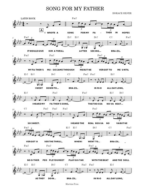 Song for my father – Horace Silver LYRICS testo Sheet music for Piano (Piano-Voice) | Musescore.com