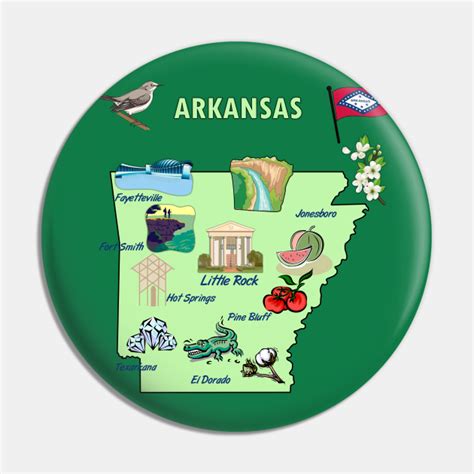 Arkansas tourist map with landmarks, attractions and famous symbols ...