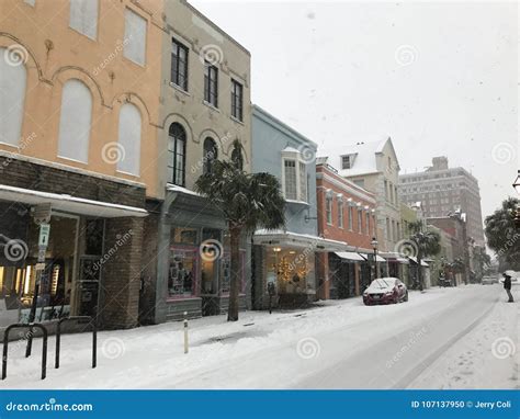 King Street, Charleston, SC during January 2018 Snowstorm Editorial ...