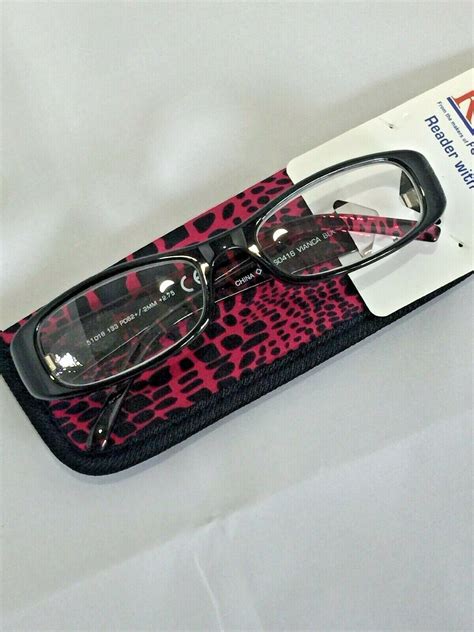 Foster Grant Womens Vianca Black Purple Reading Glasses w/Case +2.50 ...