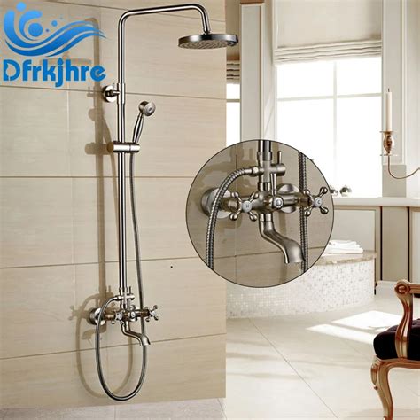 Aliexpress.com : Buy Brushed Nickel Bath Shower Faucet Set Tub Mixer Tap 8 inch Rain Shower Head ...