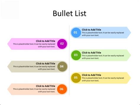 PPT Slide-Bullet List - 6 Bullets - Multicolor