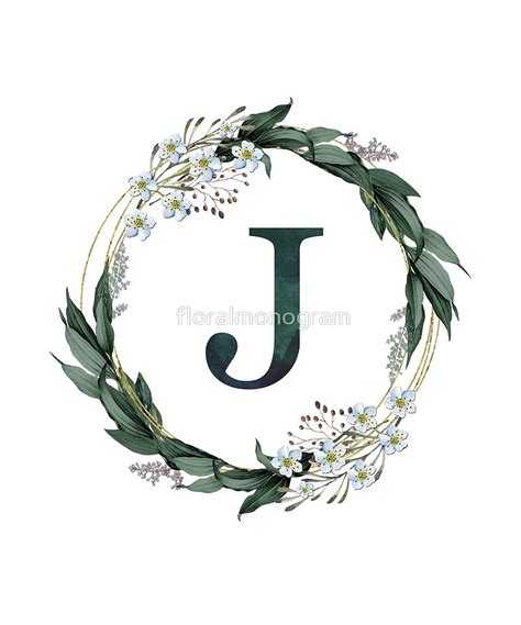 Monogram J Wild Flowers And Foliage by floralmonogram | Redbubble ...