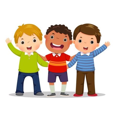 Premium Vector | Group of three happy boys standing together. Friendship concept | Friend ...