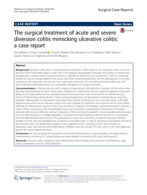 The Surgical Treatment of Acute and Severe Diversion Colitis Mimicking Ulcerative Colitis: a ...