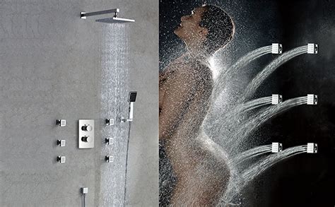 Artbath Brass Shower Body Sprays Massage Spa Side Sprayer Jets in Wall Mounted Shower Set,Square ...