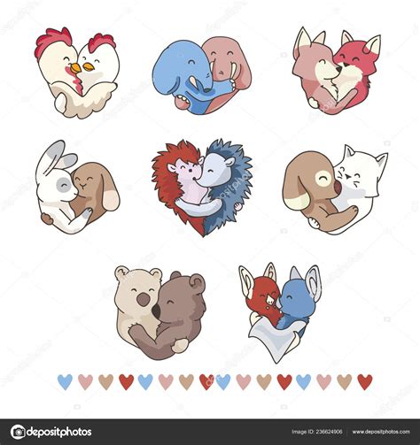 Cartoon Animals Hugging Each Other