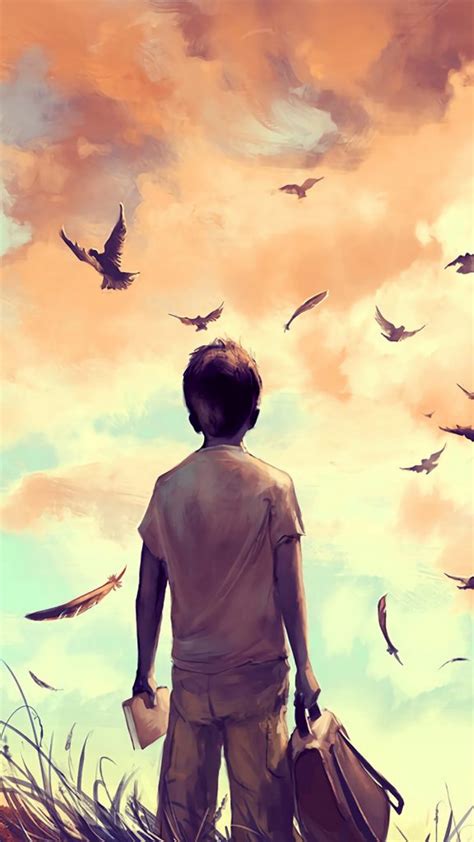 Guy, Birds, Art, Loneliness, Solitude Wallpaper - Alone Anime Wallpaper Boy (#1386480) - HD ...