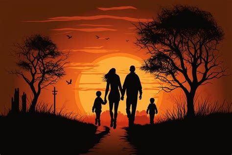 Family Walking Silhouette Stock Photos, Images and Backgrounds for Free ...