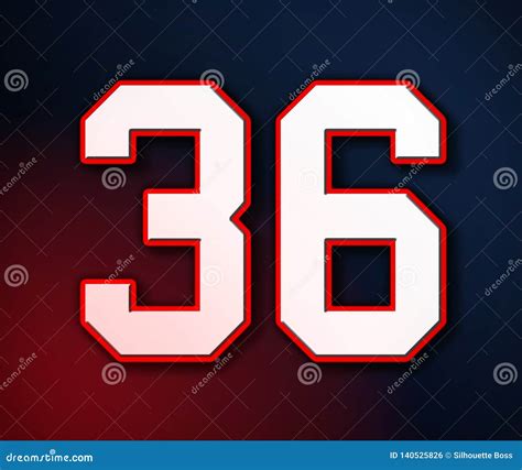 36 American Football Classic Sport Jersey Number in the Colors of the American Flag Design ...