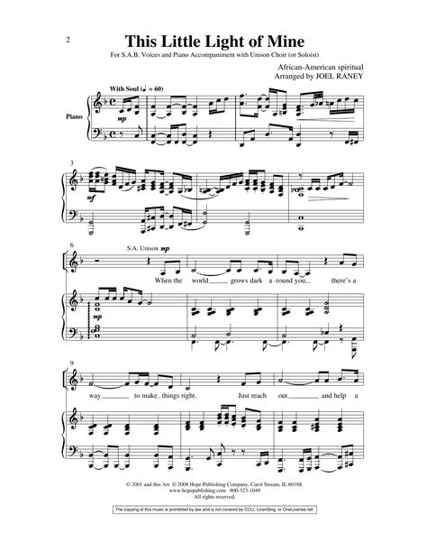 Joel Raney "This Little Light of Mine" Sheet Music & Chords | Download 11-Page Printable PDF SAB ...