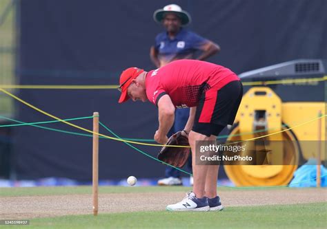 Afghanistan cricket coach Graham Thorpe inspects the pitch during a... News Photo - Getty Images