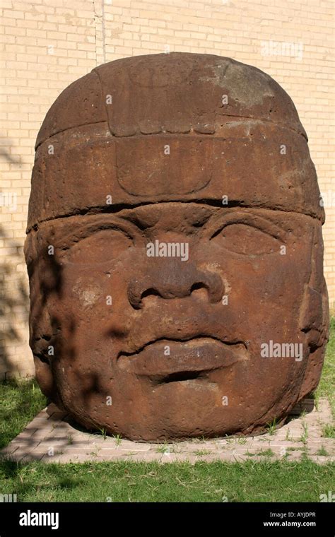 Mayan Stone Head Sculpture Mexican exhibition Hemisfair in San Antonio Texas Stock Photo - Alamy