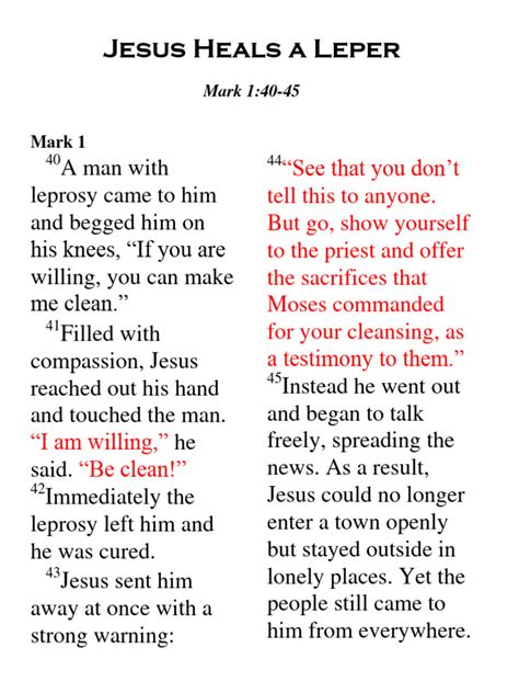 Lesson 32 Jesus Heals A Leper | PDF | Leprosy | Jesus