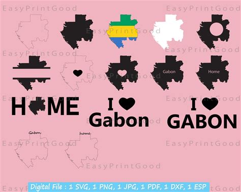 Gabon National Map Svg Bundle Gabon Map Flag Gabon Clipart - Etsy