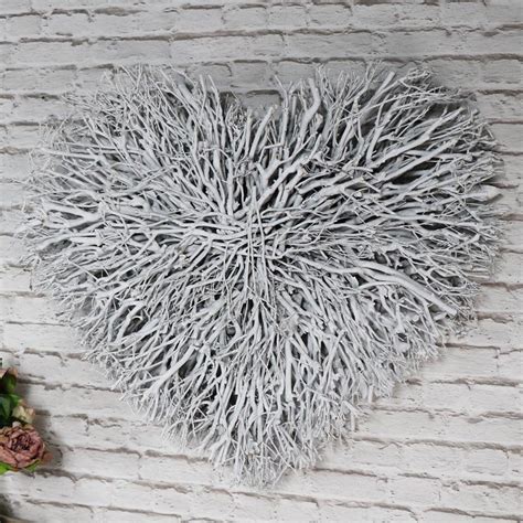 Large White Twig Heart Wall Art