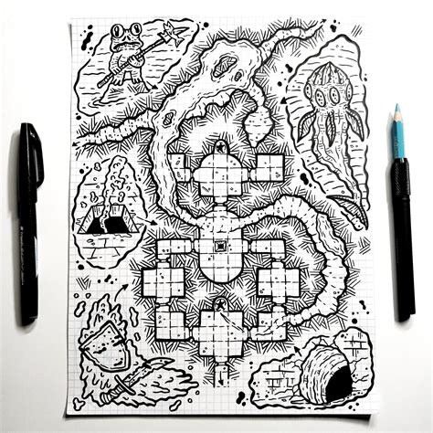 [ART][OC] Fishy Dungeon Map : r/DnD