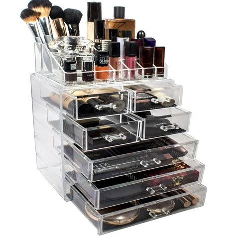 Acrylic Makeup Organizer with 6 Drawers & 16 Slots Jewelry Cosmetics ...