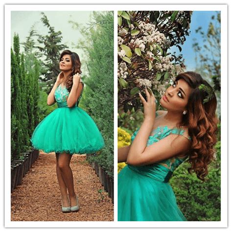 Light Turquoise Tulle Lace Short Ball Gown Prom Gown Prom Dresses – Laurafashionshop