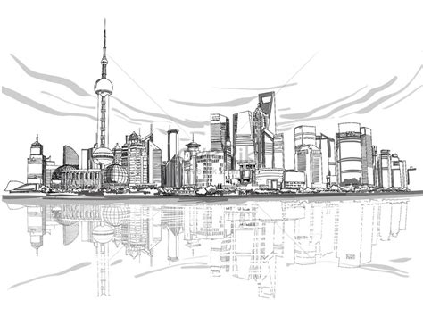 Sketch of shanghai bund architecture illustration image_picture free ...