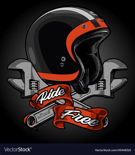 Helmet retro half face black orange stripe and Vector Image