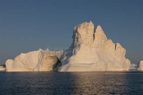 Floating Icebergs in Disko Bay during the Midnight Sun Stock Image - Image of golden, outdoor ...