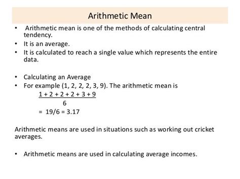 Calculation of arithmetic mean