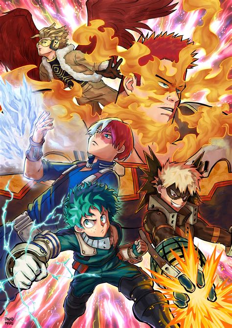 BNHA poster inspired by one of the manga covers of the arcs of season 5, fanart drawn by me : r ...