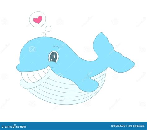 Vector Whale With Heart, Sea Themed Illustration. Stock Vector - Image: 66683036