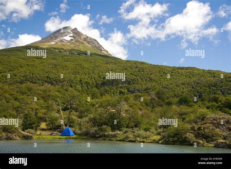 Tent camping in the Tierra del Fuego National Park Argentina Stock Photo - Alamy