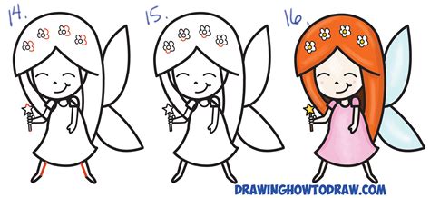 How to Draw a Cute Cartoon Fairy (Kawaii Chibi) from Letter ‘K’ Easy Step by Step Drawing ...