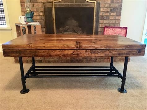 Items similar to Rustic Coffee Table - Pipe Legs - Industrial - Farmhouse - Shabby Chic ...