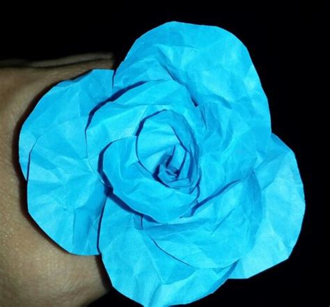 Blue paper rose | Paper roses, Rose, Paper