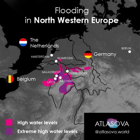 Atlasova on Twitter: "Map showing the current flooding in West Europe ...