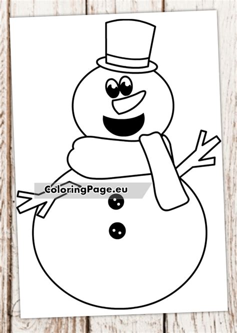 Free Printable Snowman with hat and scarf | Coloring Page