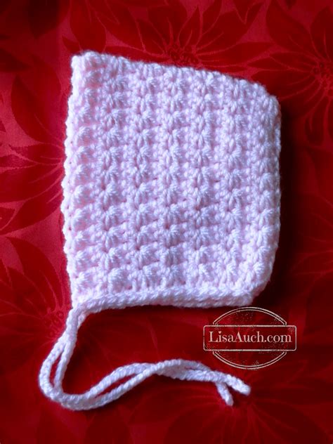 Free Crochet Patterns and Designs by LisaAuch: Free Crochet Pattern Baby Bonnet Star Stitch ...