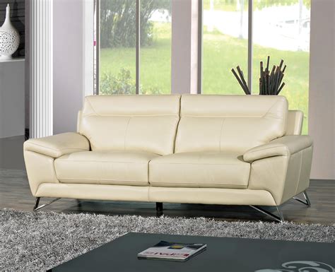 Cortesi Home Phoenix Genuine Leather Sofa, Cream 80" - Walmart.com