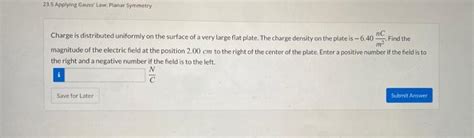 Solved 225 Applying Gauss' Law. Planar Symmetry nC Charge is | Chegg.com