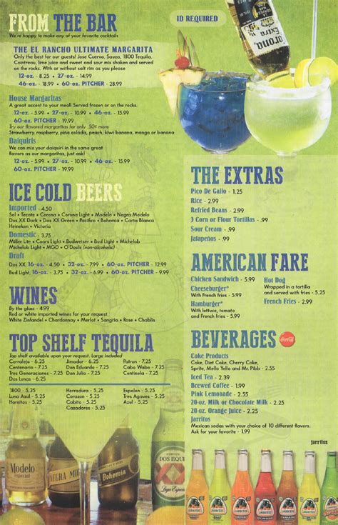 Menu for El Rancho Mexican Grill in Talihina, Oklahoma, United States