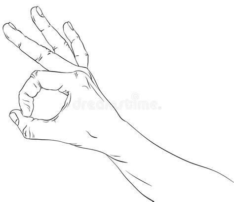 Okay Hand Sign, Detailed Black And White Lines Vector Illustrati Stock ...