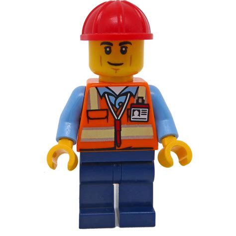 LEGO Construction Worker - Male (Red Construction Helmet, Smirk) Minifigure | Brick Owl - LEGO ...