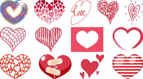 Different style of hearts isolated on white background 6158135 Vector ...